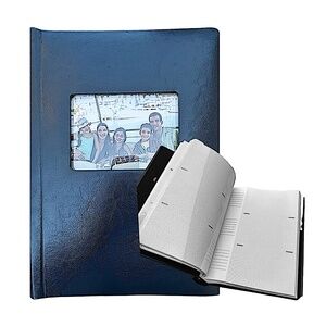 OLD TOWN Professional Navy Blue Leather Bound Photo Album 13”x 9.5” x 2”